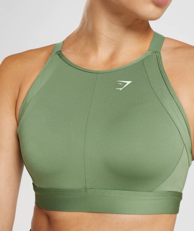 Women's Gymshark High Neck High Support Sports Bra Green | NZ 7GABPJ